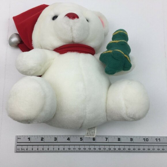 Hugfun Intl. 10 " White Plush Christmas Bear Holiday Rudolph Nose - Picture 7 of 7
